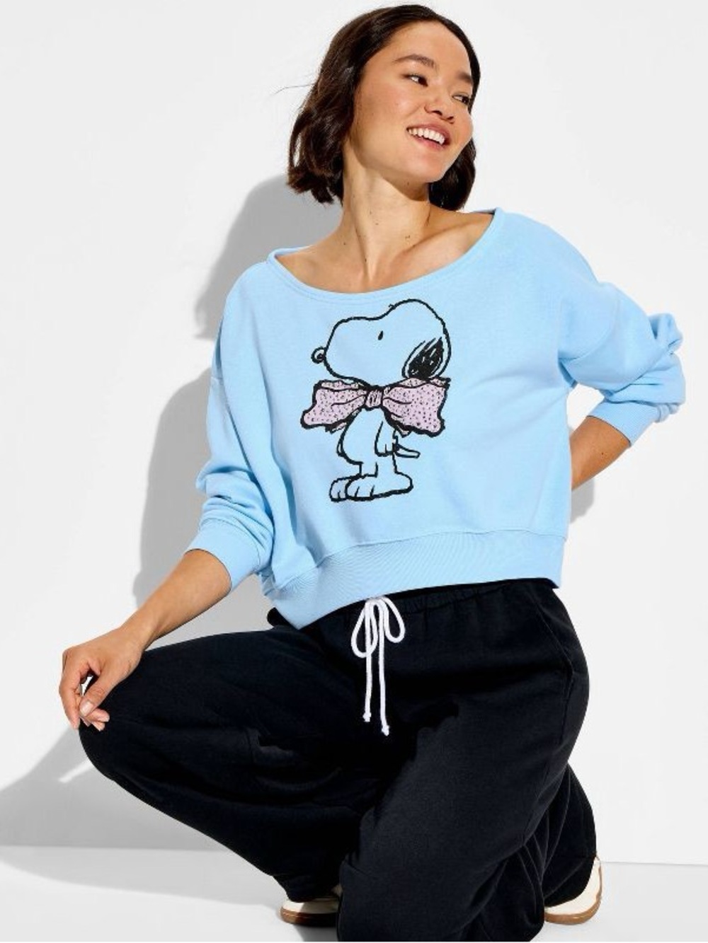 Peanuts Light Blue Snoopy Graphic Sweatshirt size S